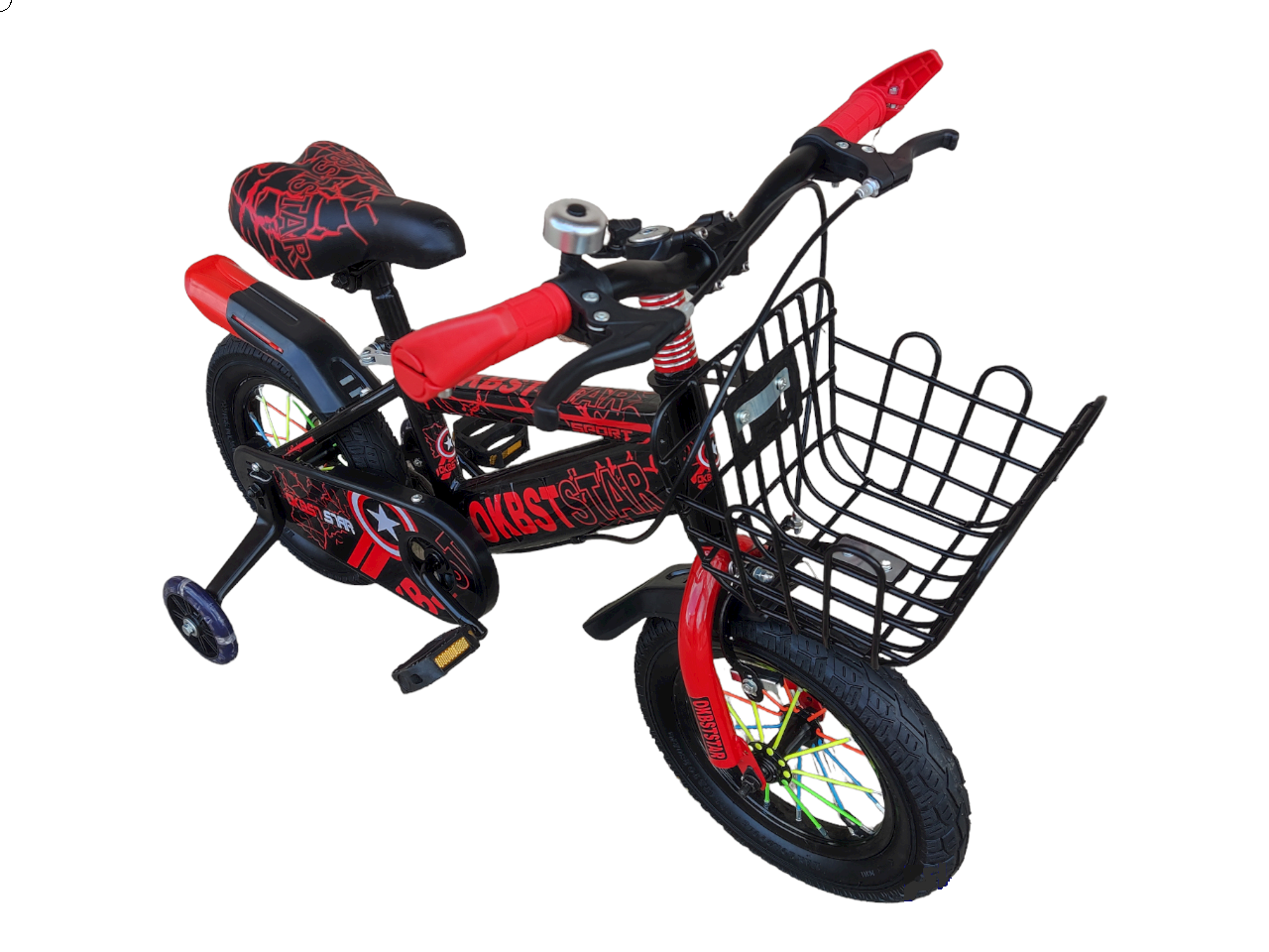 bicicleta para niños rodada 12 con canasta y rueditas que se iluminan