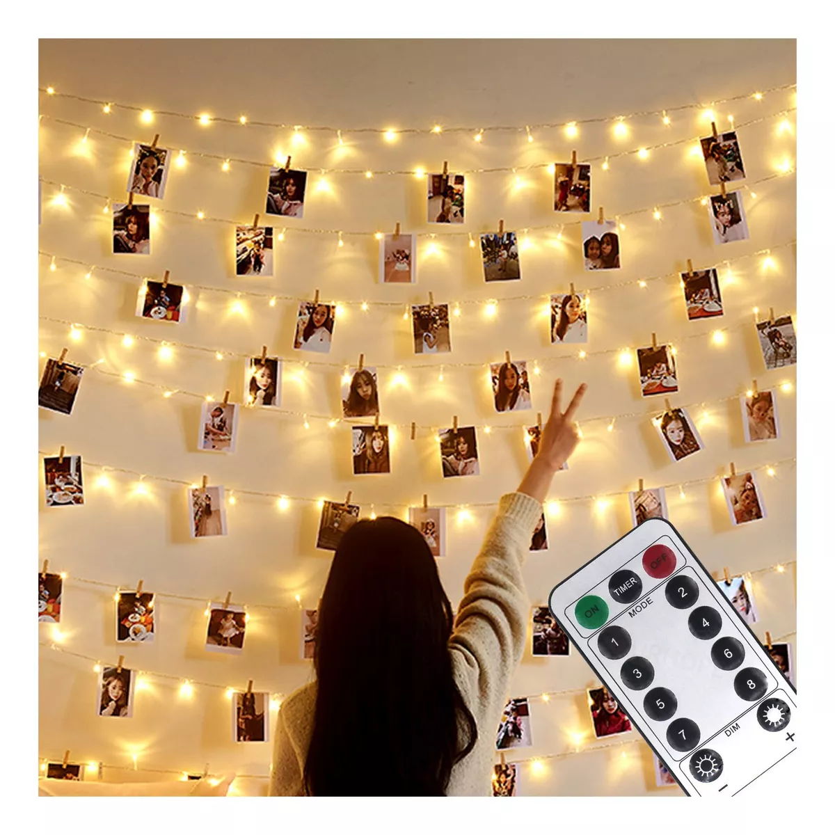 10m 100led-tendedero De Fotos,marco Para Foto,pinzas Con Luz