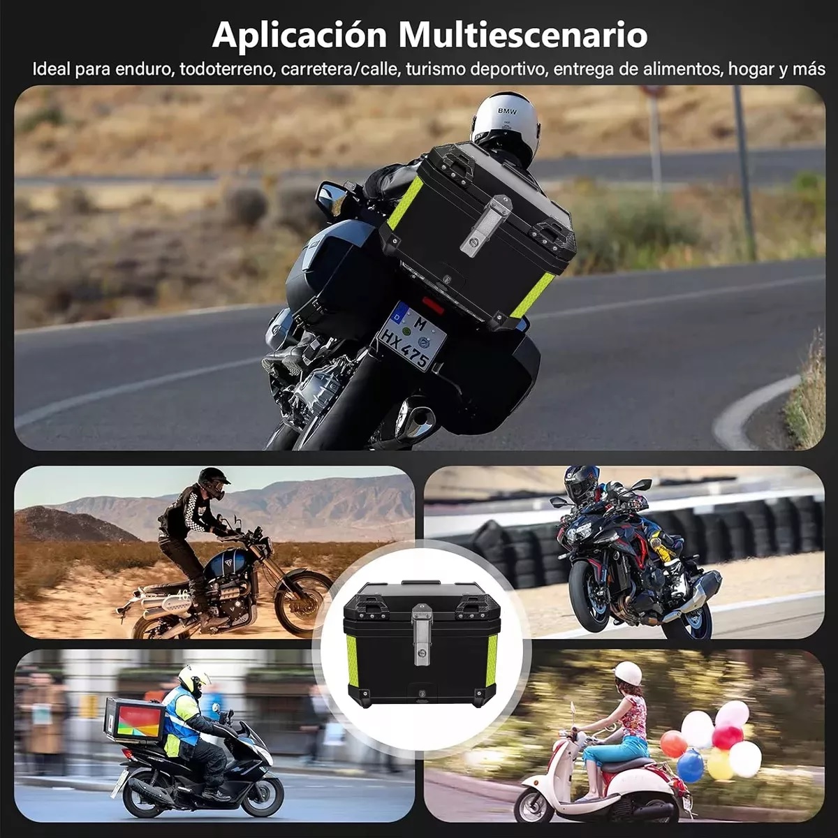 Baul Moto Top Case Motocicleta Caja Respaldo 45l Negro