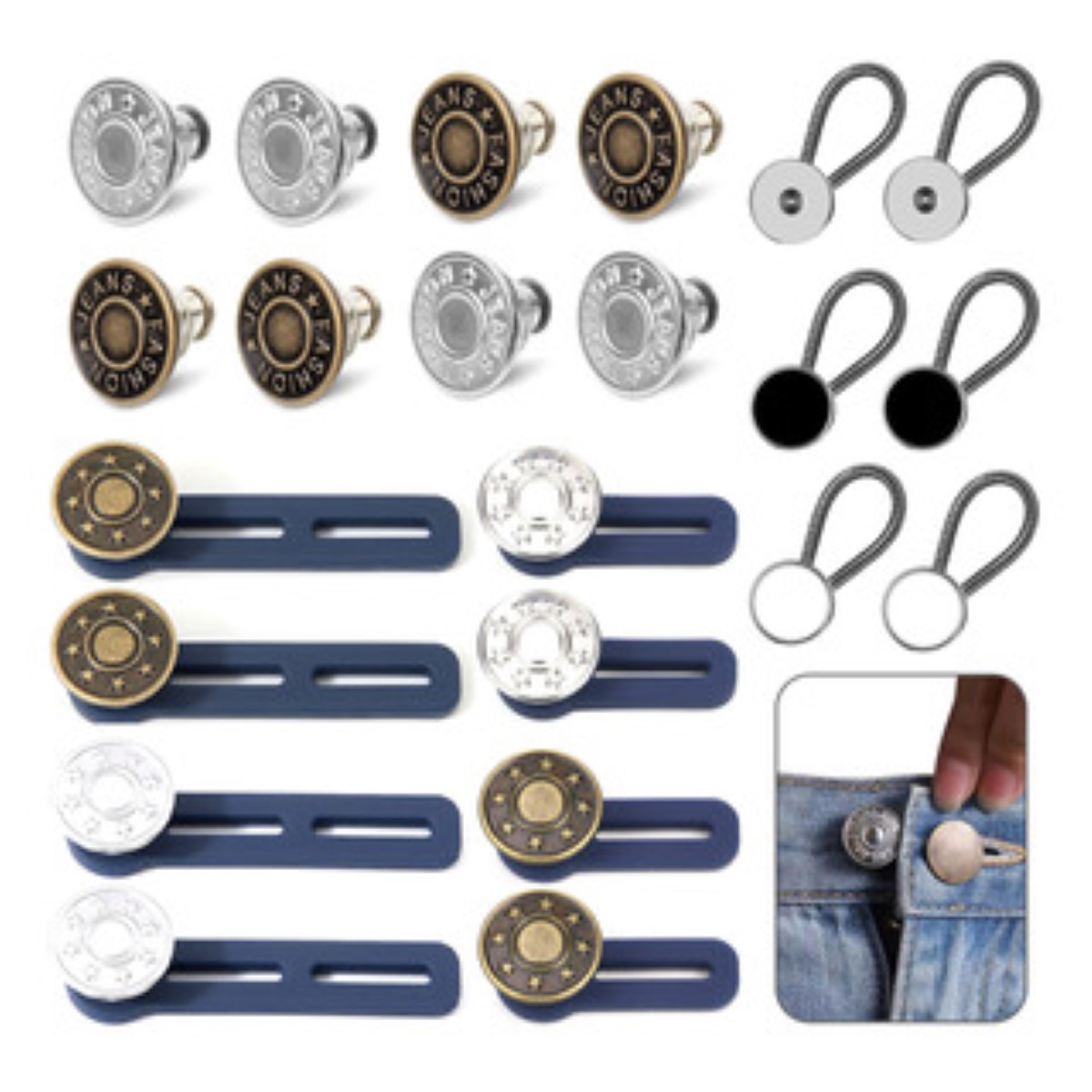 Botones Para Jeans De Metal Botones Instantáneos 12 Piezas Color A plata