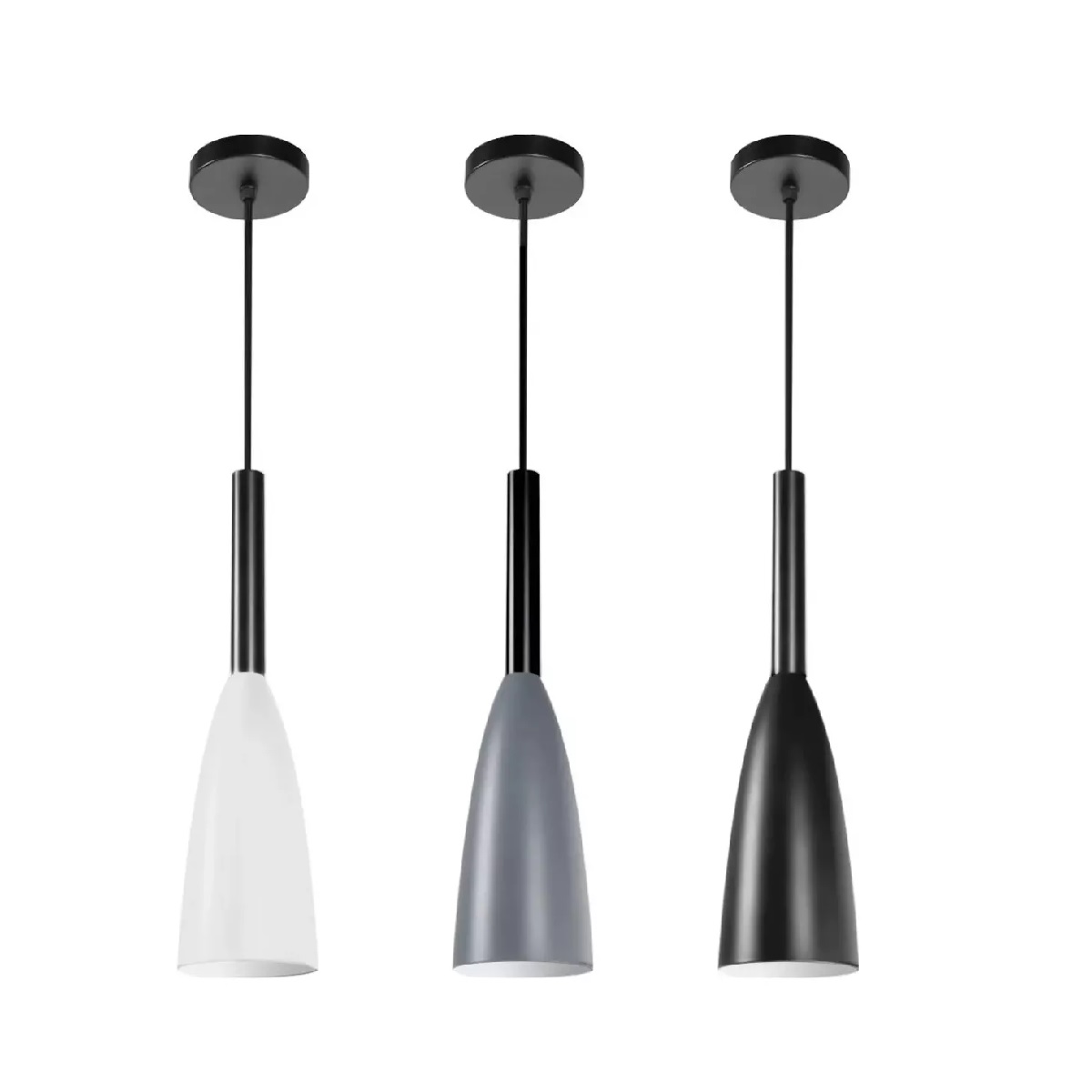 3 Lámparas De Techo Colgantes Modernas E26 Industrial Color Blanco