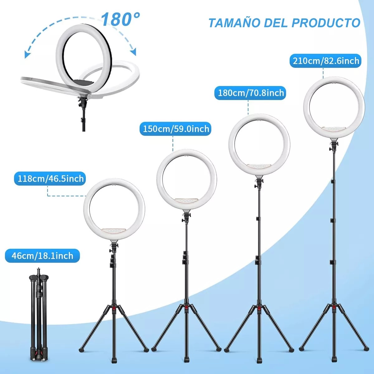 Aro De Luz Led Profesional 18 Pulgadas(45cm) Con 2.1m Tripie