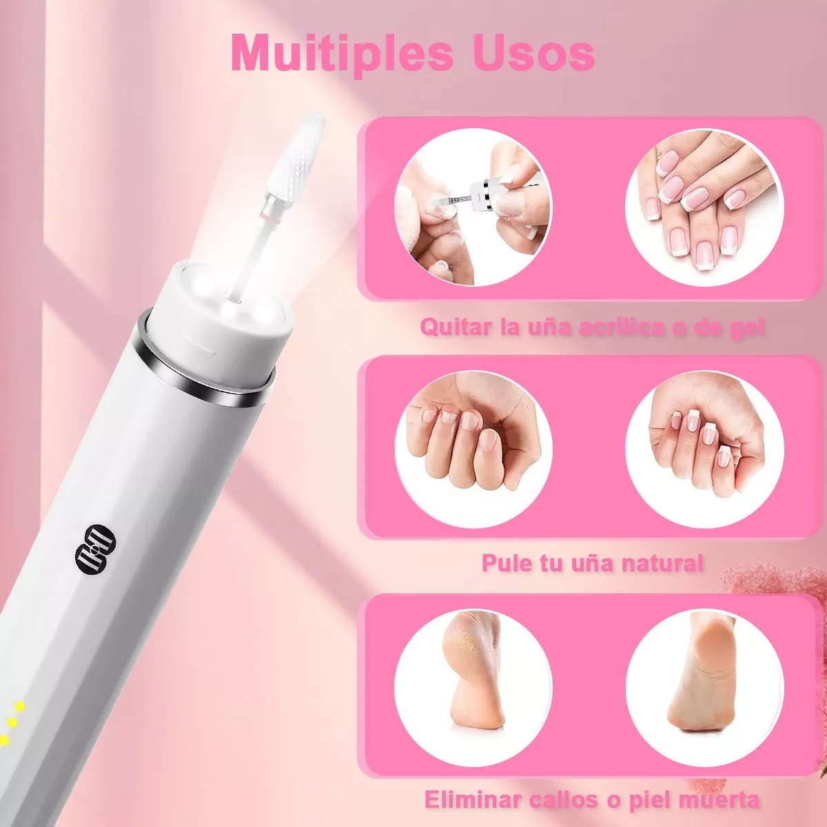 Pulidor Esmeril Para Uñas Drill Profesional KU019 Portátil 5v Blanco