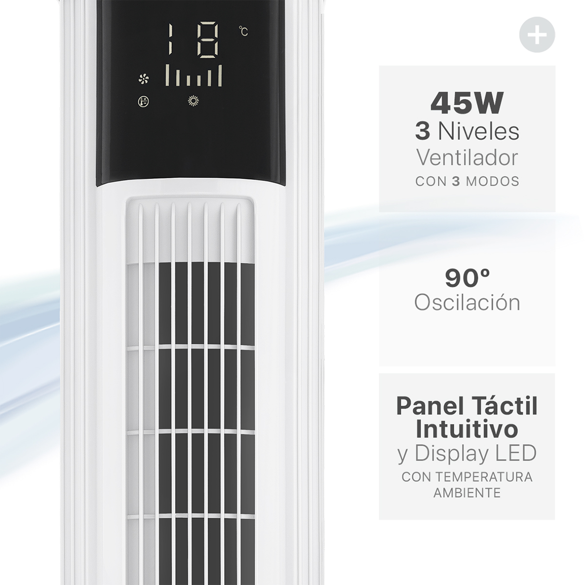 Ventilador de Torre 111cm Calentador 2 en 1 Climatizador Giratorio con Temporizador Control Remoto Blanco ESQUIMAL
