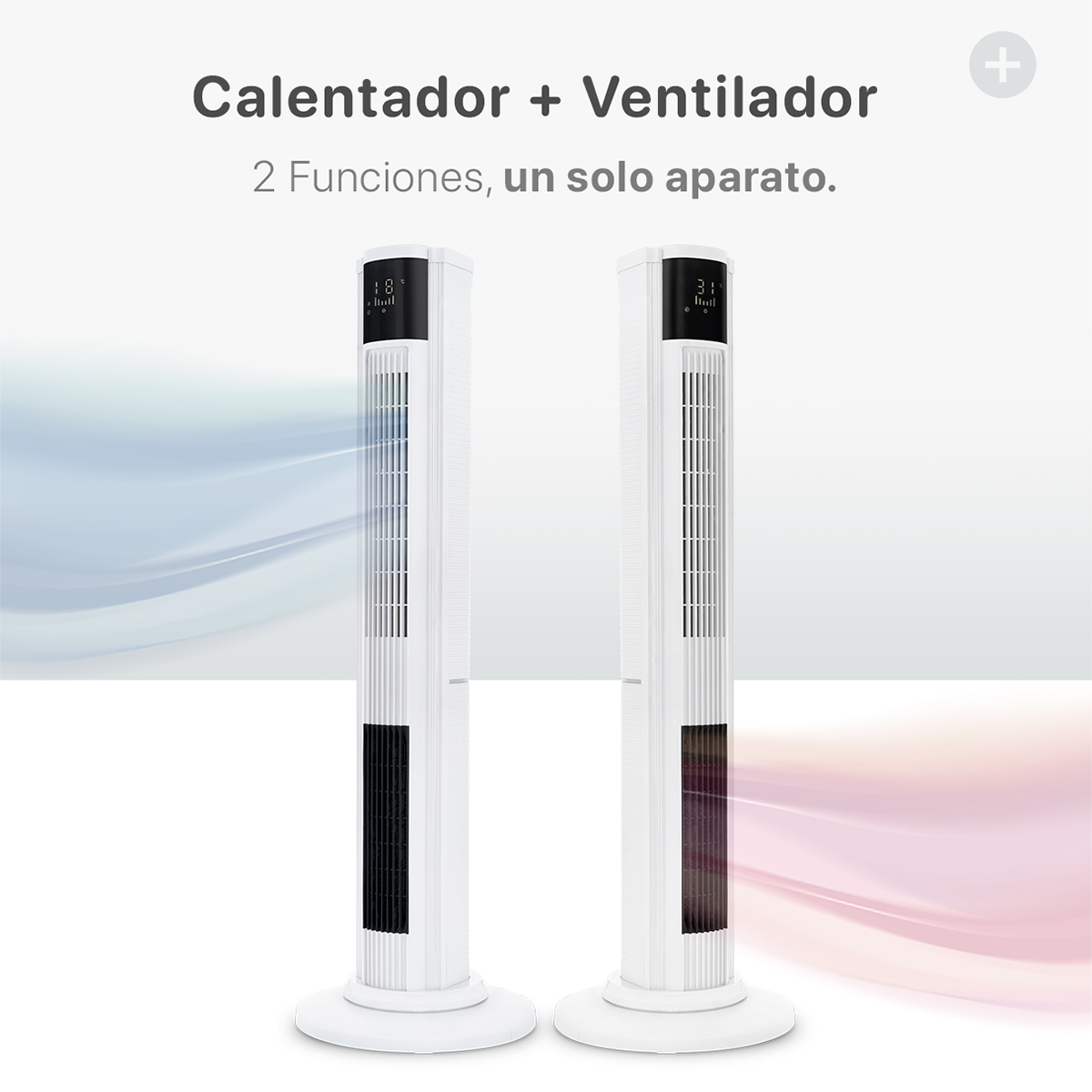 Ventilador de Torre 111cm Calentador 2 en 1 Climatizador Giratorio con Temporizador Control Remoto Blanco ESQUIMAL