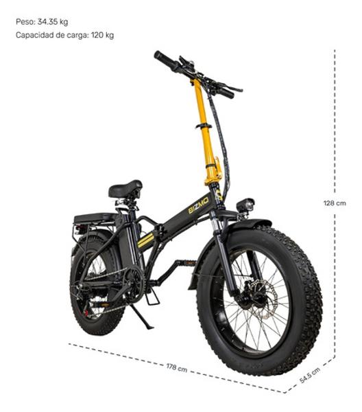 Bicicleta Electrica Plegable 48v 350v 7 Velocidades 32km/h Negro E-Be