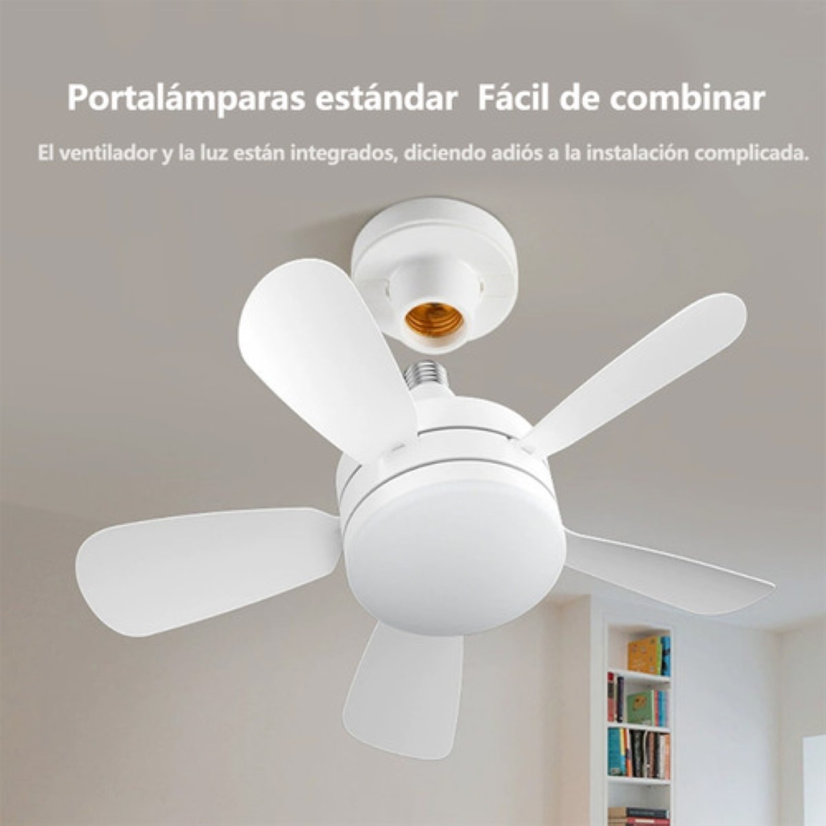 Lampara Ventilador De Techo Con Luz Abanicos De Techo BLANCO