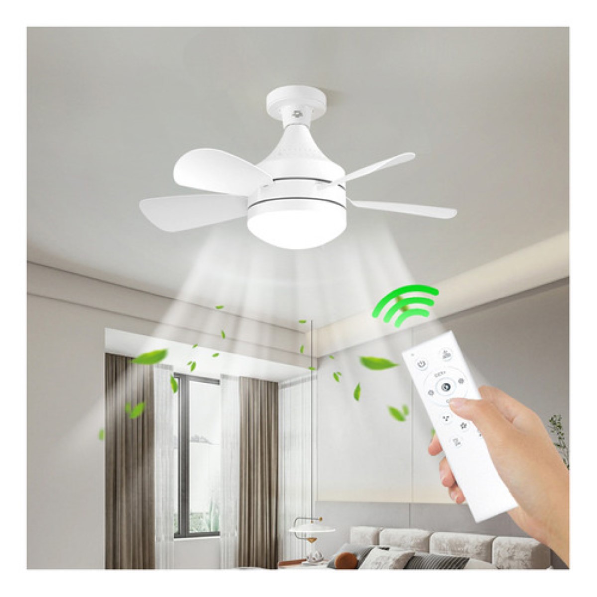 Lampara Ventilador De Techo Con Luz Abanicos De Techo BLANCO