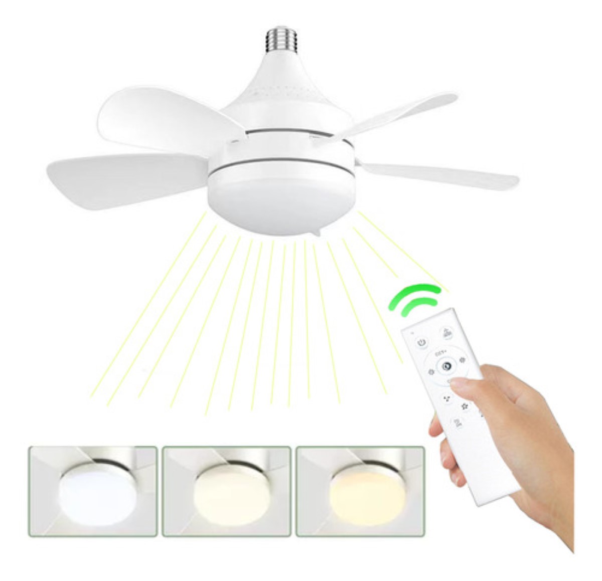 Lampara Ventilador De Techo Con Luz Abanicos De Techo BLANCO