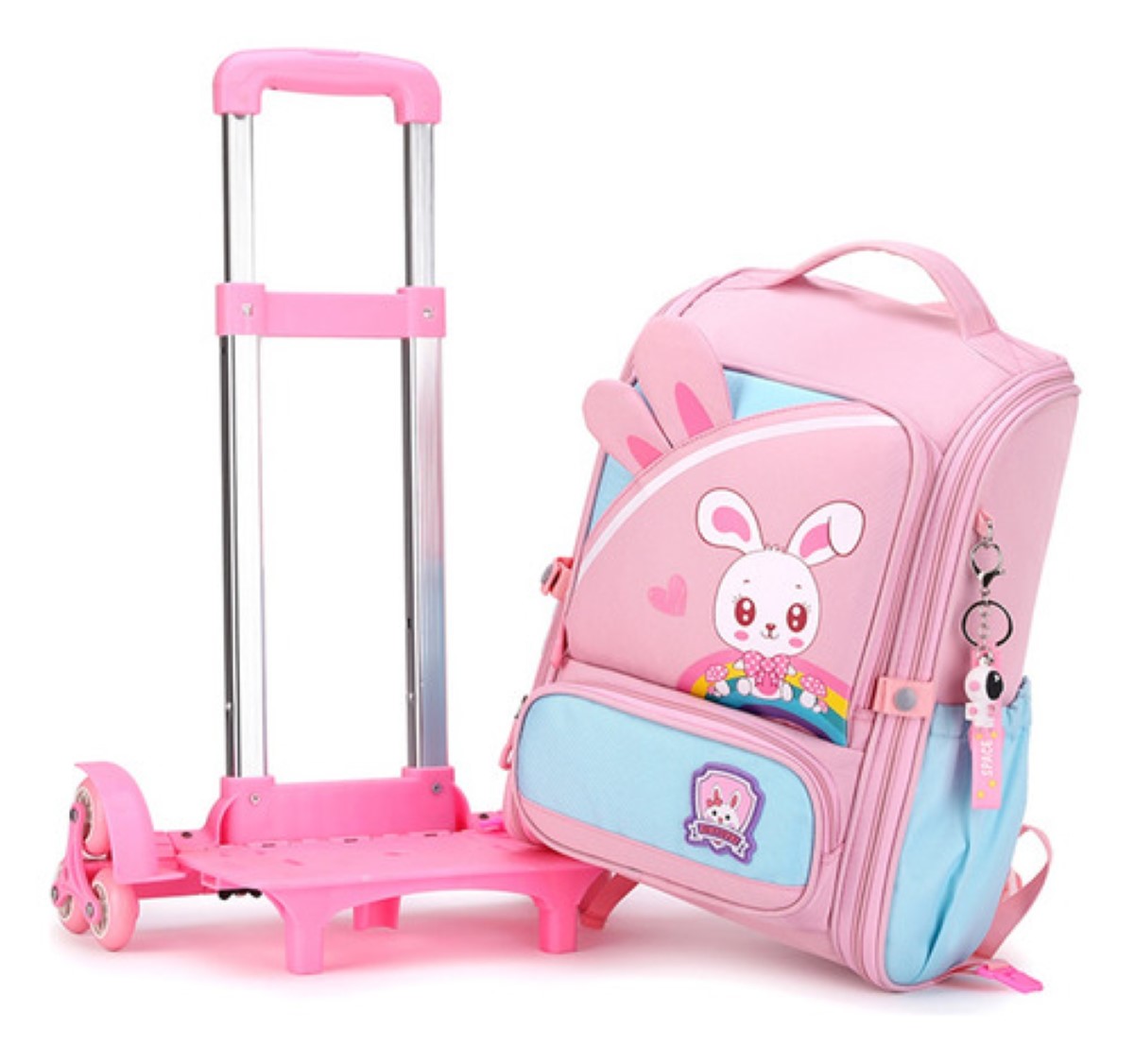 Mochila Escolar De Carrito Sobre Rodillos Viaje Con 6 Ruedas ROSA