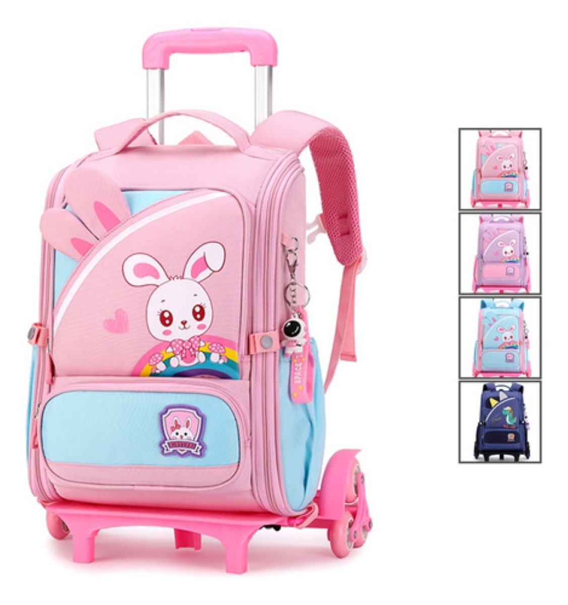 Mochila Escolar De Carrito Sobre Rodillos Viaje Con 6 Ruedas ROSA