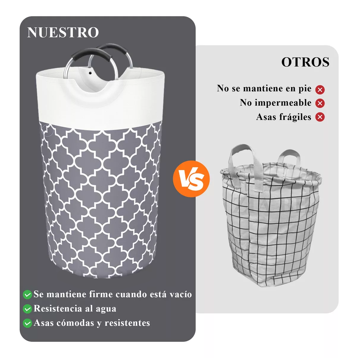 Cesto De Ropa Plegable De Tela Oxford Para Ropa Sucia Gris Estampado