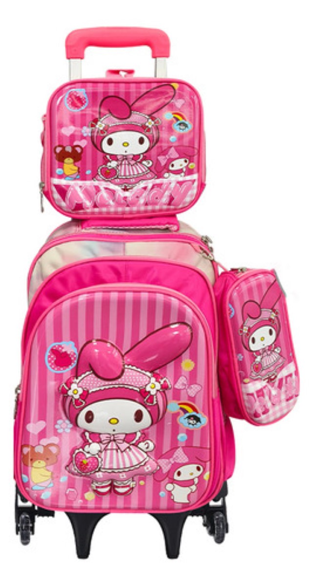 Mochila Trolley 6 Ruedas Escuela Primaria 3en1 ROSA