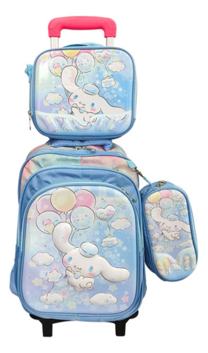 Mochila Trolley 6 Ruedas Escuela Primaria 3en1 AZUL VIOLETE