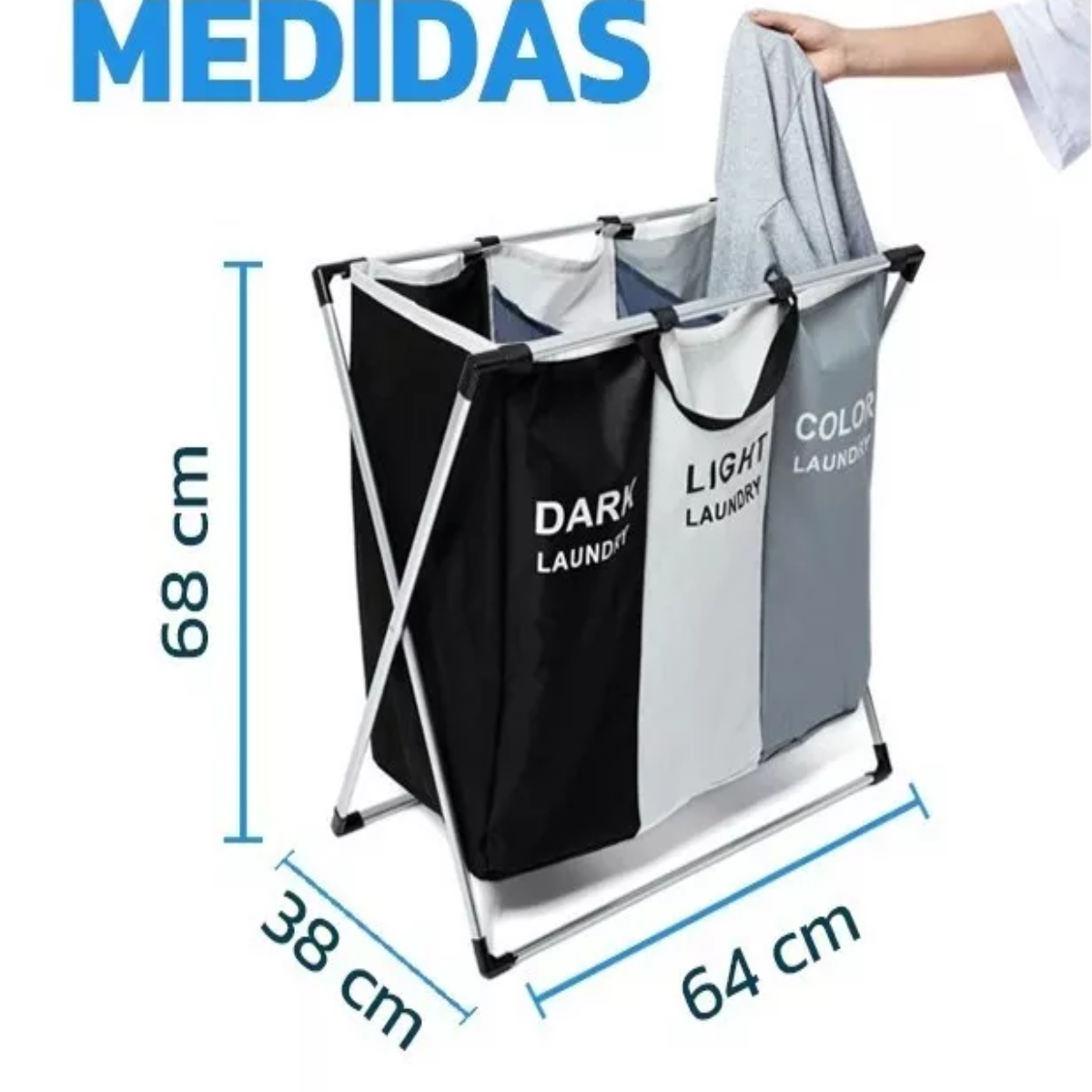 Cesto Canasto De Ropa Sucia Plegable 3 Compartimientos
