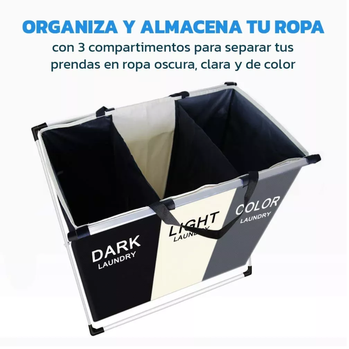 Cesto Canasto De Ropa Sucia Plegable 3 Compartimientos