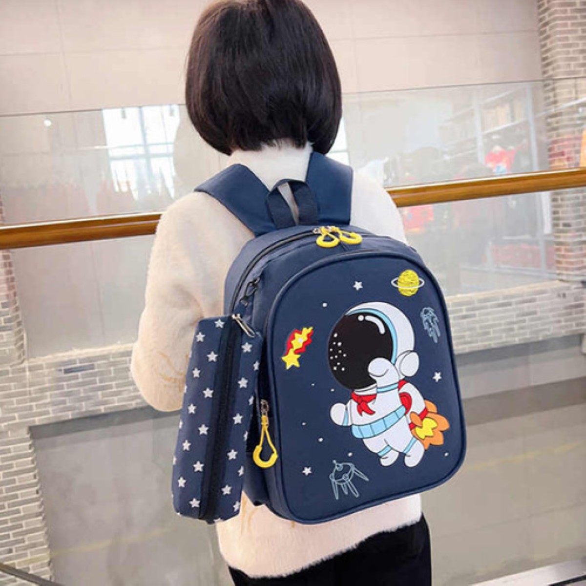 Mochila Impermeable Diseño En Tela De Nailon, Astronauta AZUL MARINO 