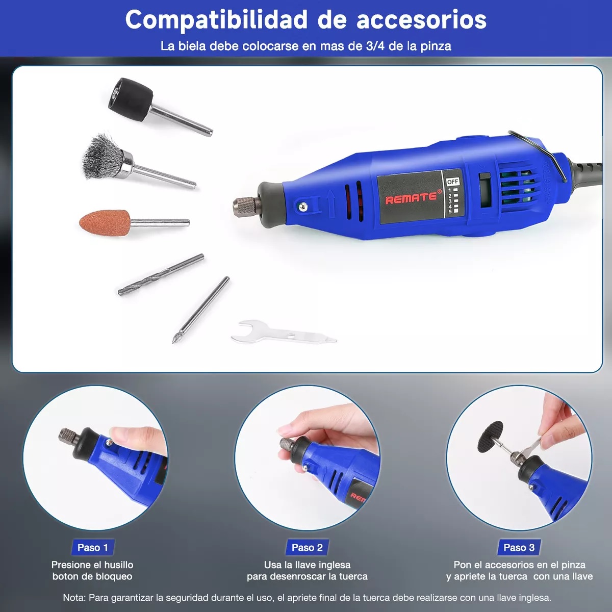 Mini Taladro Esmeril Mototool 135w Con Accesorios