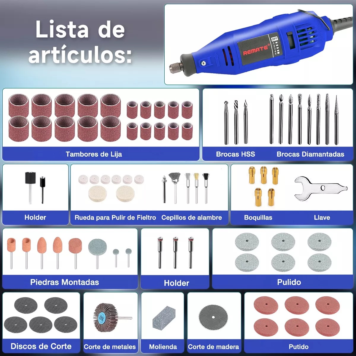 Mini Taladro Esmeril Mototool 135w Con Accesorios
