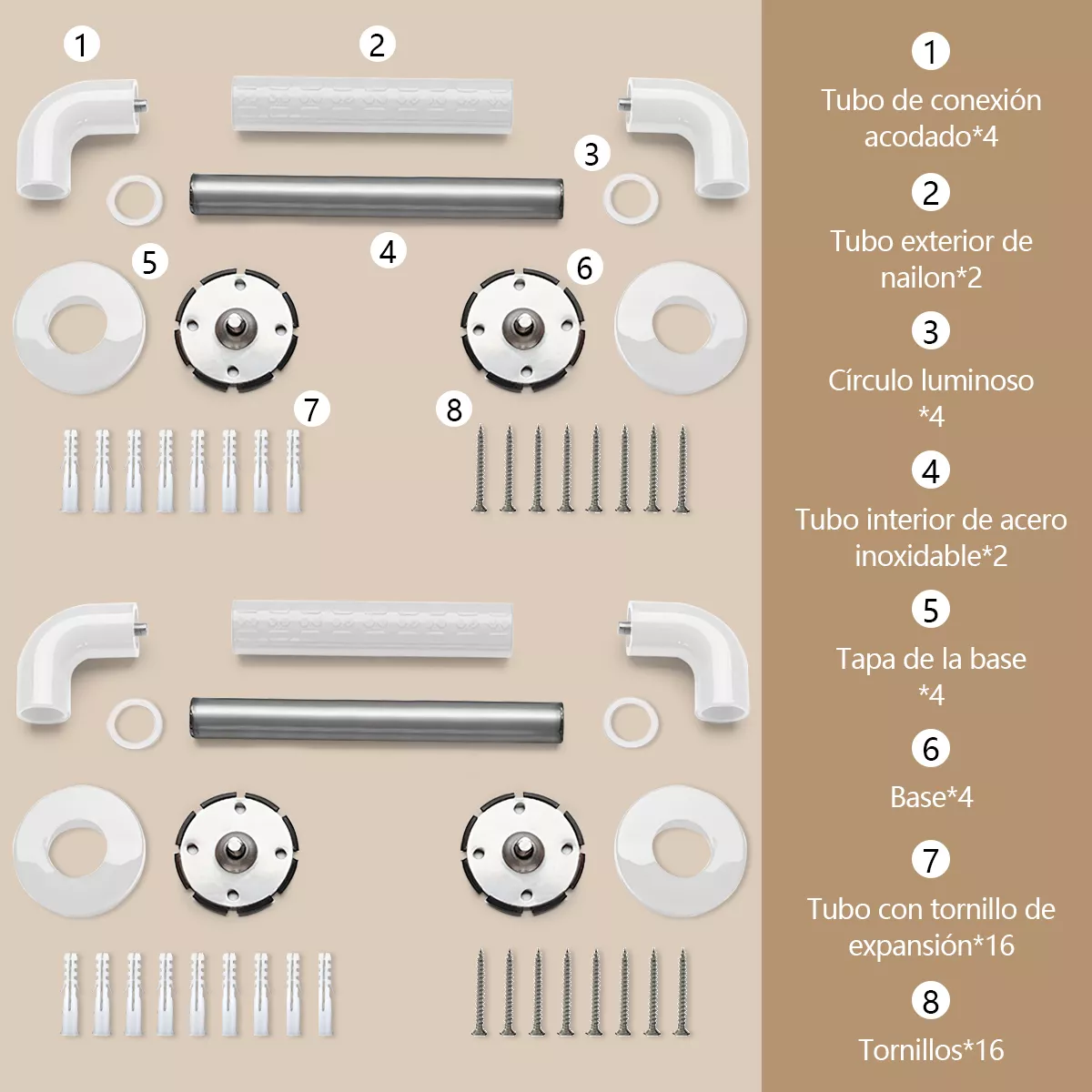 2 Barra Seguridad Apoyo Agarraderas Baño Acero Inox 50cm