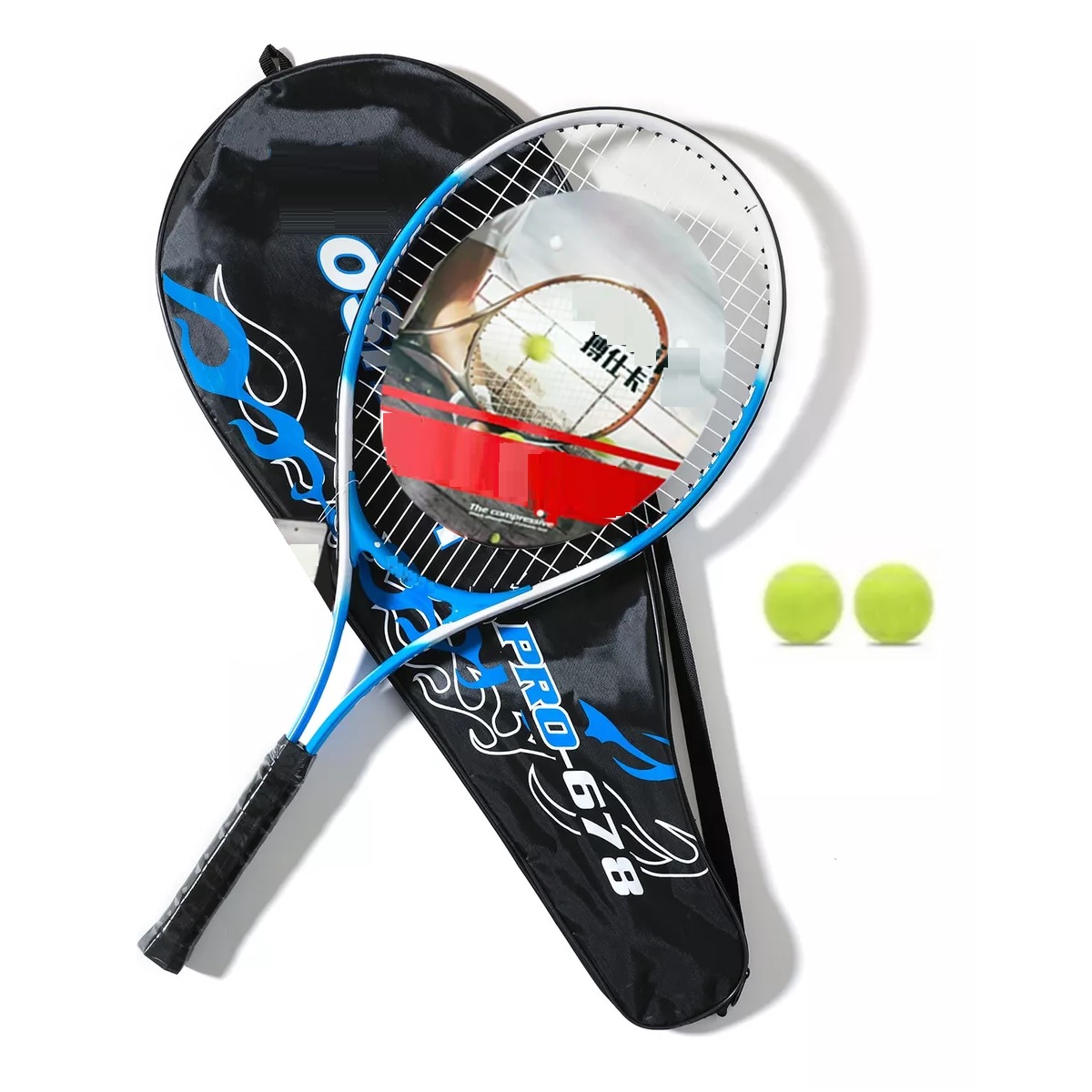 Set De Tenis Adulto Duo 1 Raquetas + 2 Pelotas +1 Raqueta Azul