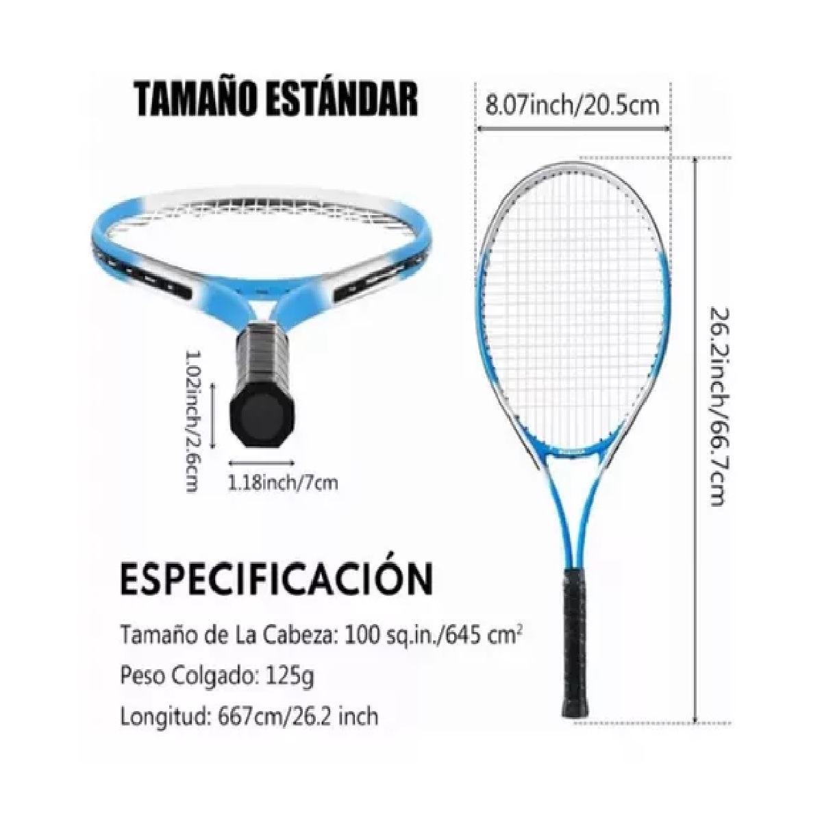 Set De Tenis Adulto Duo 1 Raquetas + 2 Pelotas +1 Raqueta Azul