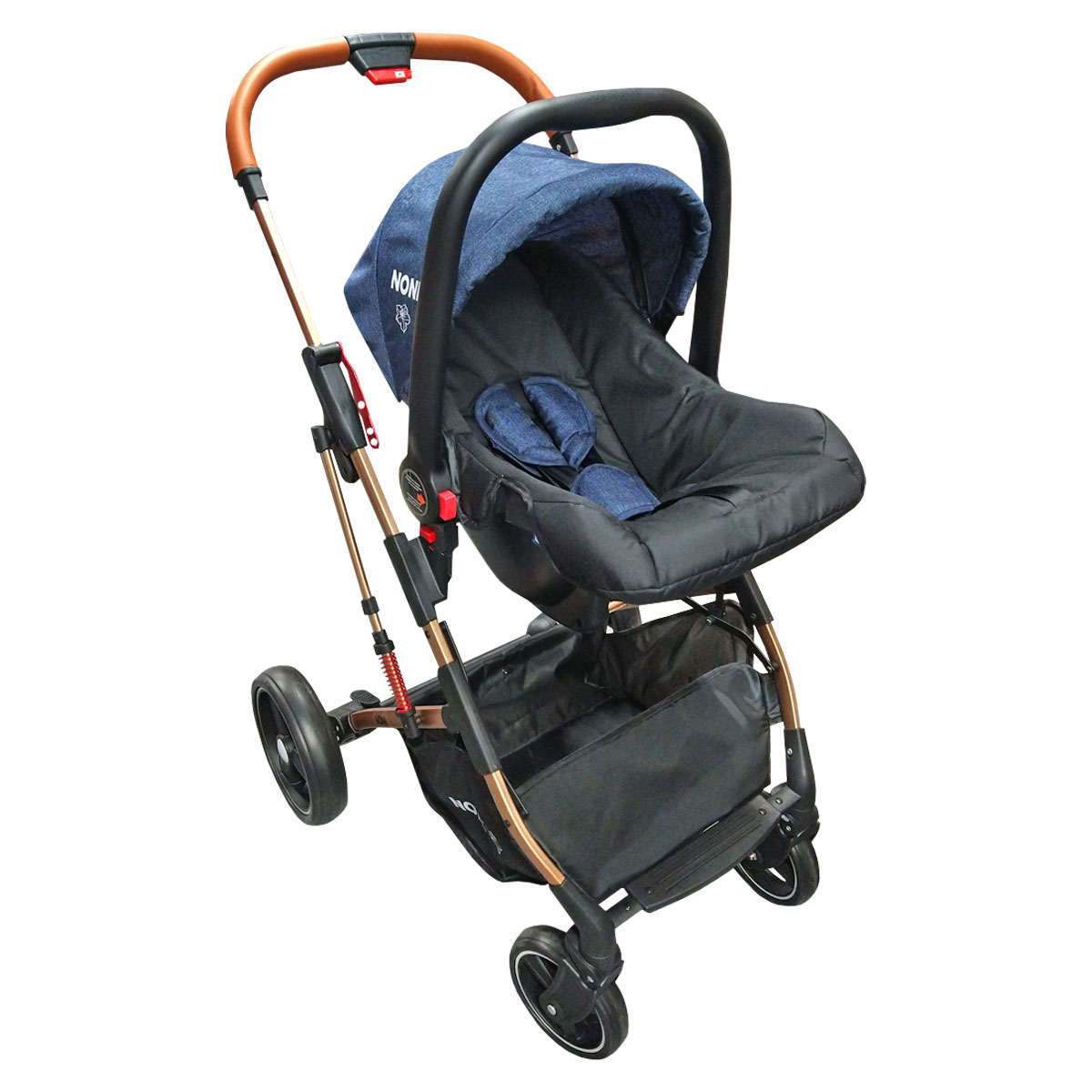 Carriola con Portabebe Angelin Baby Noni Lujo +Pañalera  Sistema De Viaje Azul 