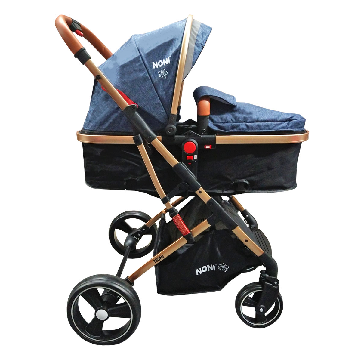 Carriola con Portabebe Angelin Baby Noni Lujo +Pañalera  Sistema De Viaje Azul 