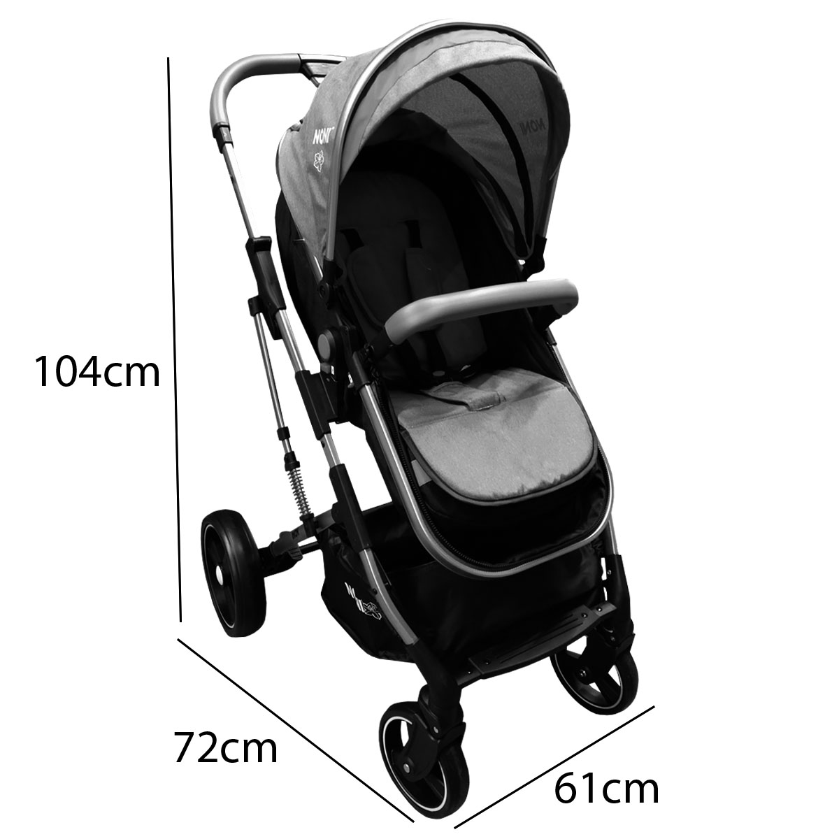Carriola con Portabebe Angelin Baby Noni Lujo +Pañalera  Sistema De Viaje Azul 