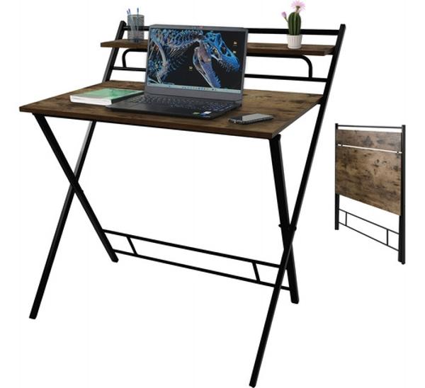 Escritorio Plegable 2 Niveles Mesa Trabajo Hogar Oficina Houzer
