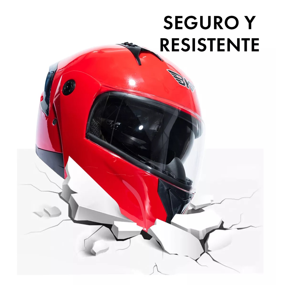 Casco Moto Abatible Plegable Gafas Color:Rojo  Talla: M
