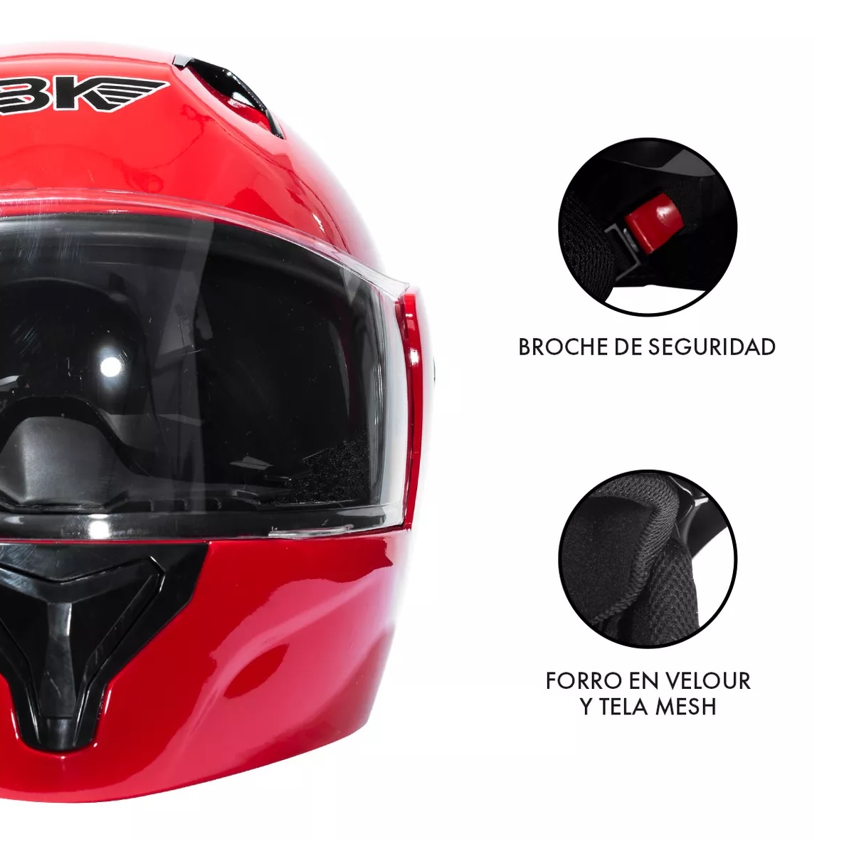 Casco Moto Abatible Plegable Gafas Color:Rojo  Talla: M