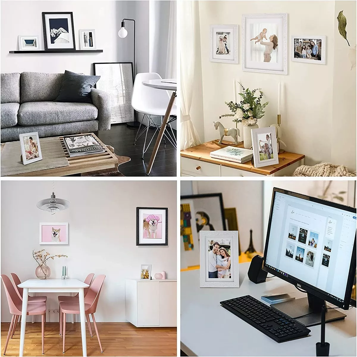 5 Pcs Marco De Fotos Decoración De Pared Blanco