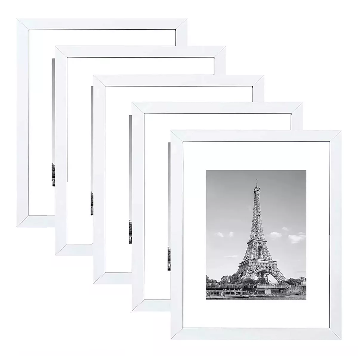 5 Pcs Marco De Fotos Decoración De Pared Blanco