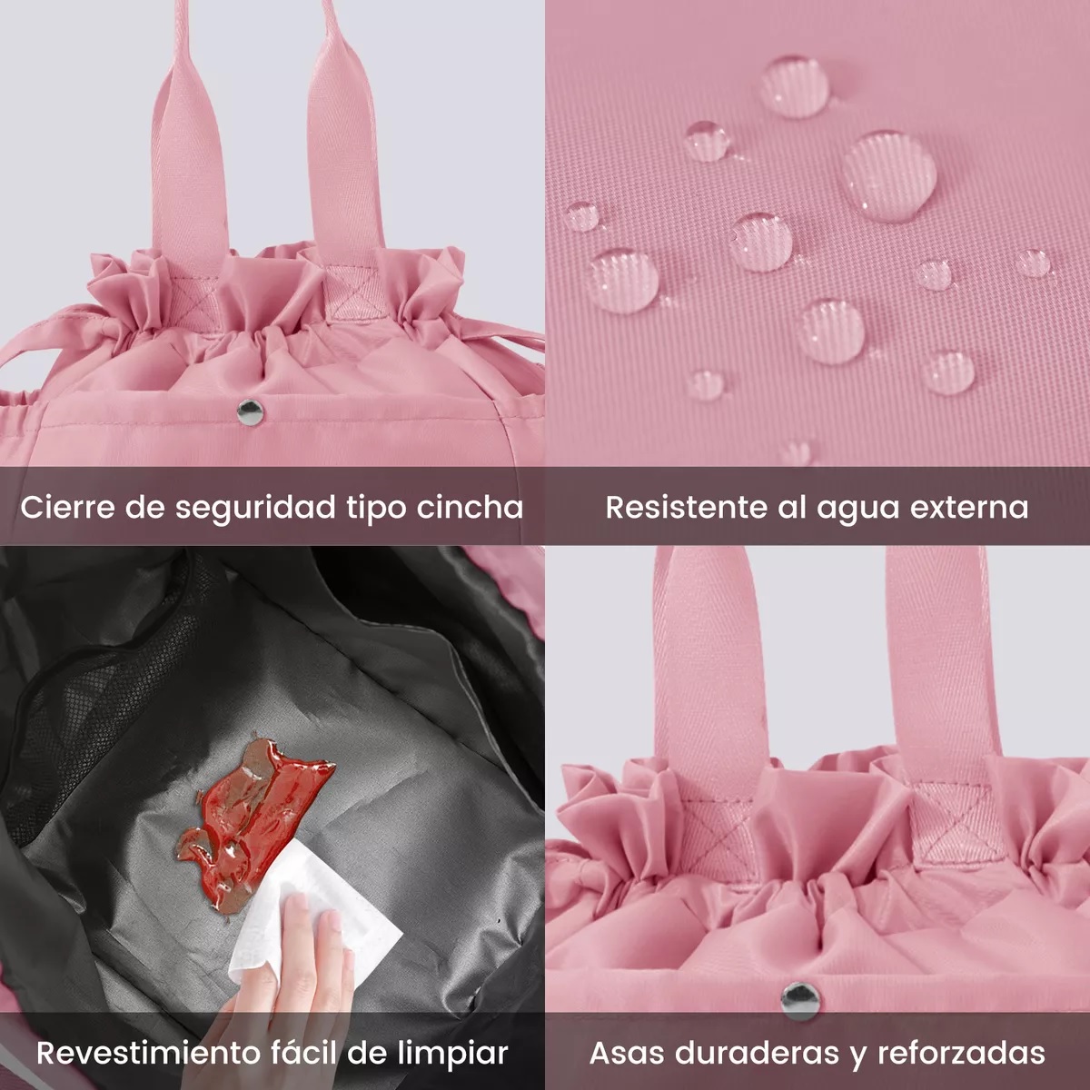 Lonchera Bolsa Térmica Elegante Mujer Aislamiento Frío Calor Rosa