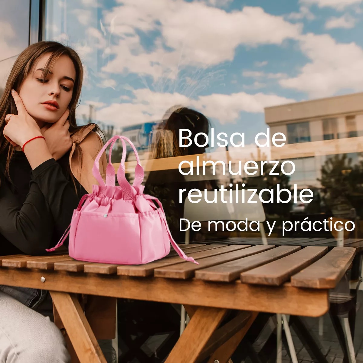 Lonchera Bolsa Térmica Elegante Mujer Aislamiento Frío Calor Rosa