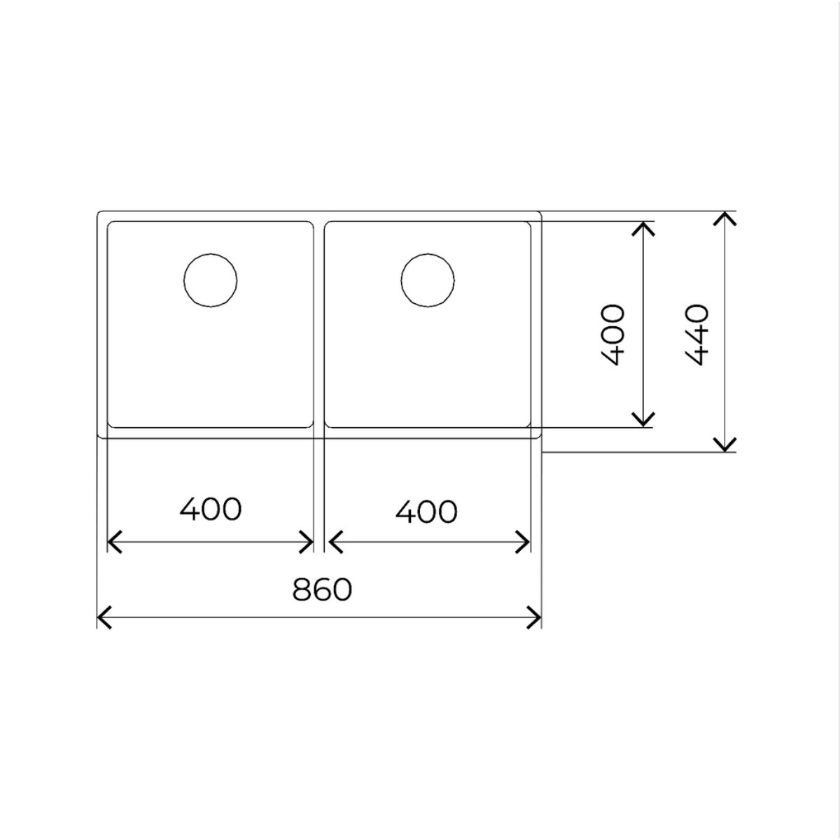 Tarja Empotre Teka FLEXLINEA RS15 860 M-XT 2B 86cm 2 Tinas A Inox.