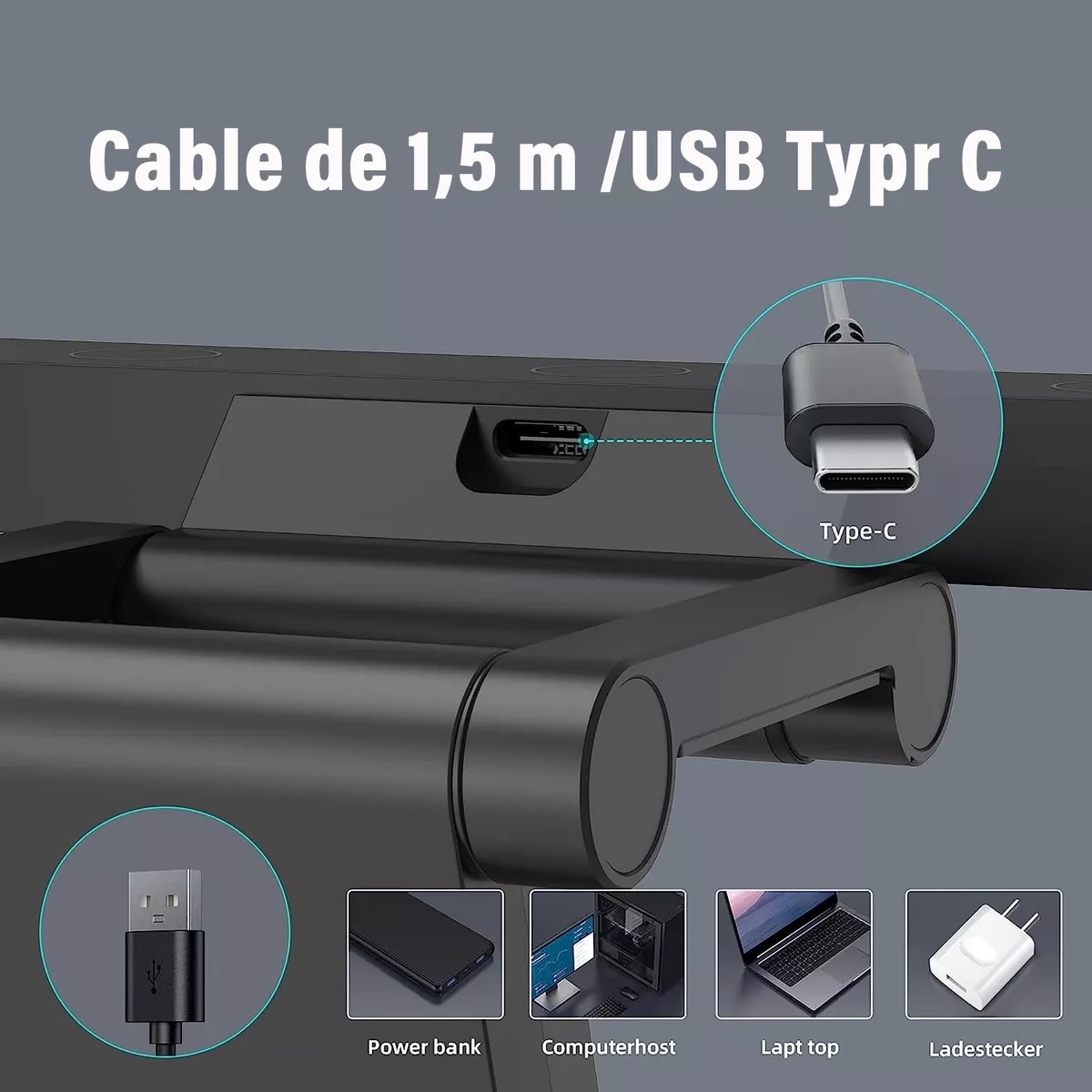 Usb Luz Led 40cm Para Pantalla De Computadora Curva