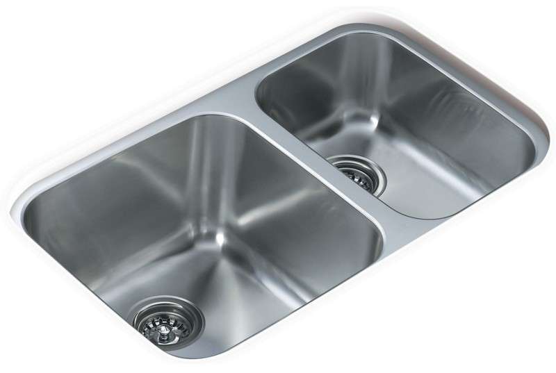 TARJA / FREGADERO TEKA BE 2C 845 (TU 33.18) PARA SUBMONTAR DE 85 CM (33 PULGADAS) CON DOS TINAS EN ACERO INOXIDABLE.