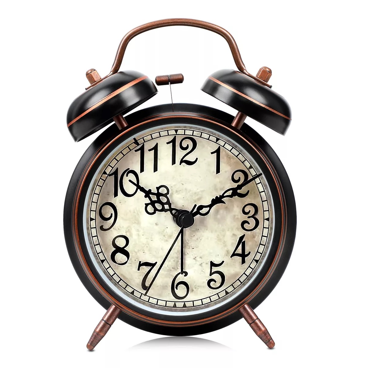 Reloj Despertador Campana Retro Analógico Estilo Vintage Negro