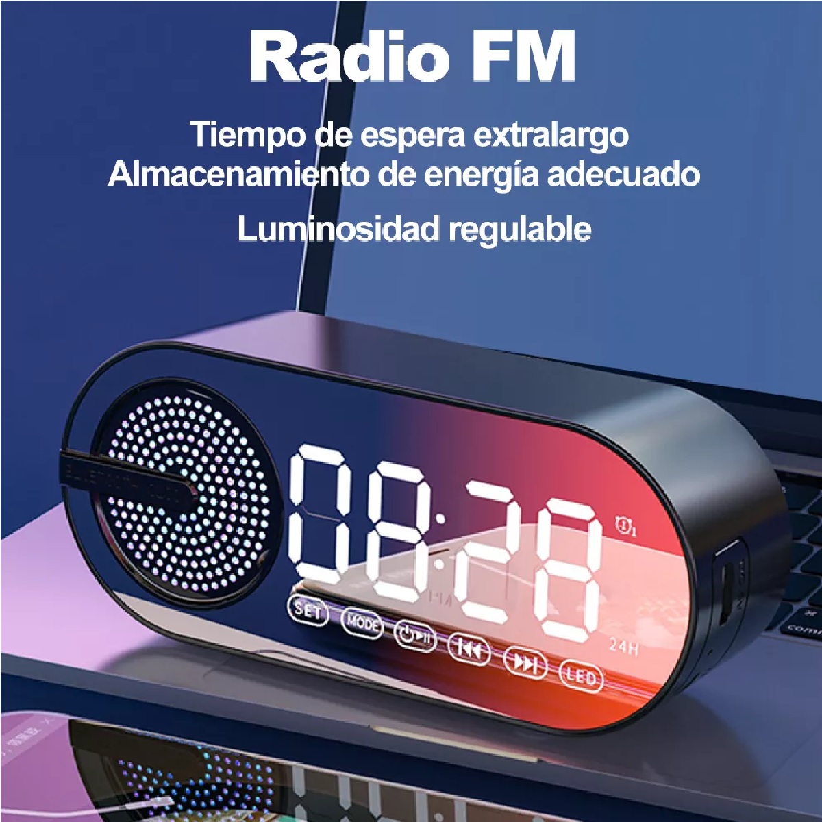 Reloj Digital Despertador Led Con Bocina Bluetooth Y Radio