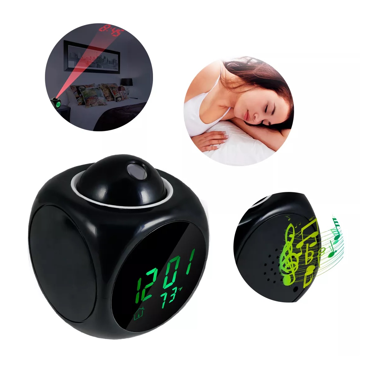 Reloj Despertador Digital de Mesa Escritorio Negro