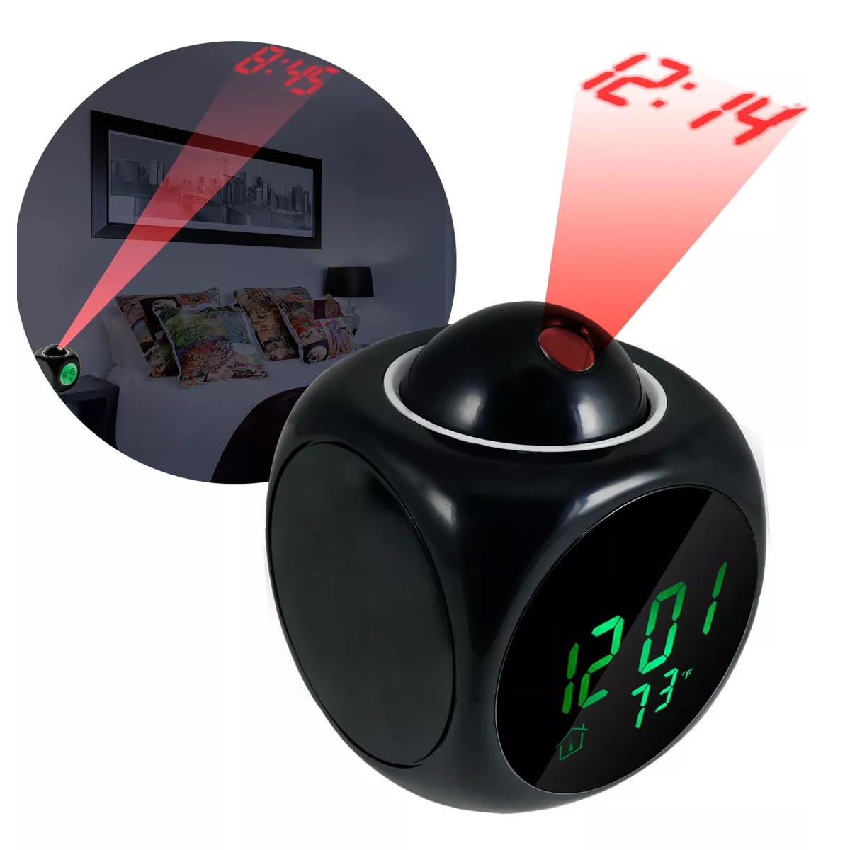 Reloj Despertador Digital de Mesa Escritorio Negro
