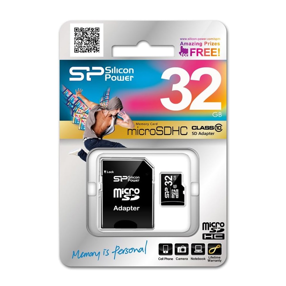 Silicon Power Tarjeta de Memoria MicroSDHC, Clase 10, 32 GB con Adaptador SD, SPMC10-32GB