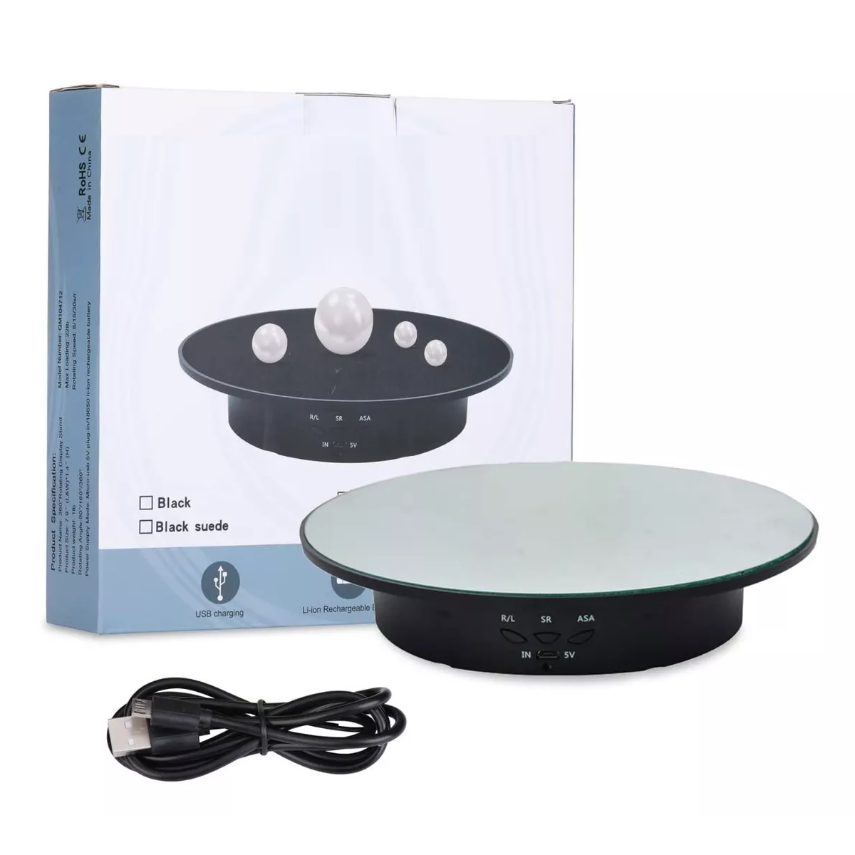 Base Giratoria Eléctrica De 3 Velocidades, Soporta 8 Kg 20cm Color Negro