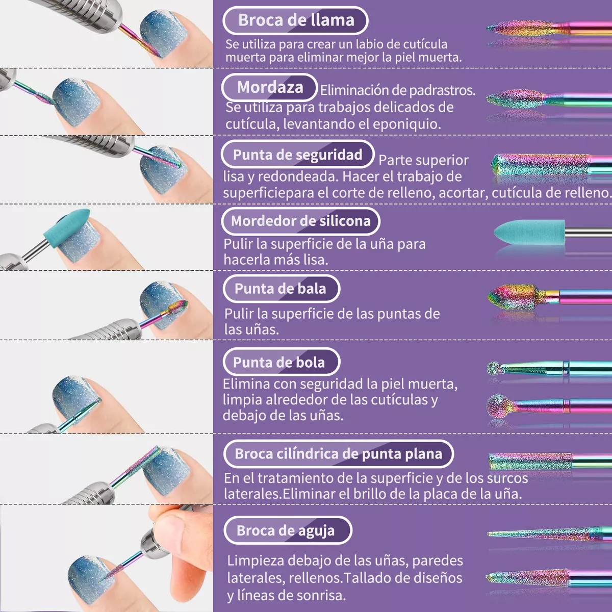 24pz Puntas Para Drill Taladro Y Soporte Para Brocas De Uñas