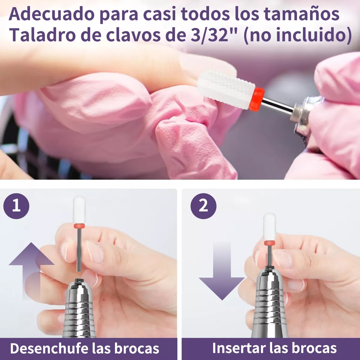 24pz Puntas Para Drill Taladro Y Soporte Para Brocas De Uñas