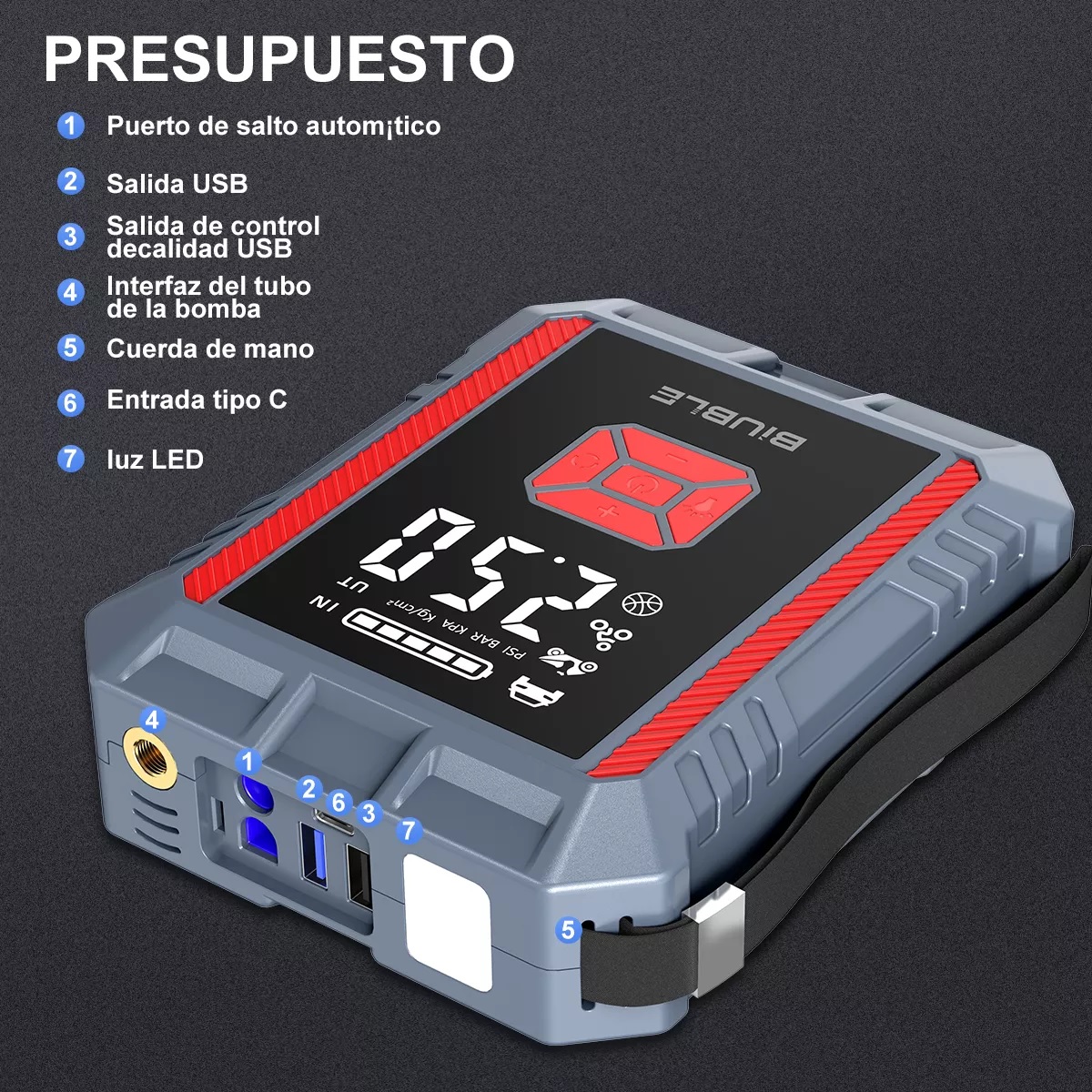 Arrancador De Batería De Coche 9000a Portátil Compresor X6