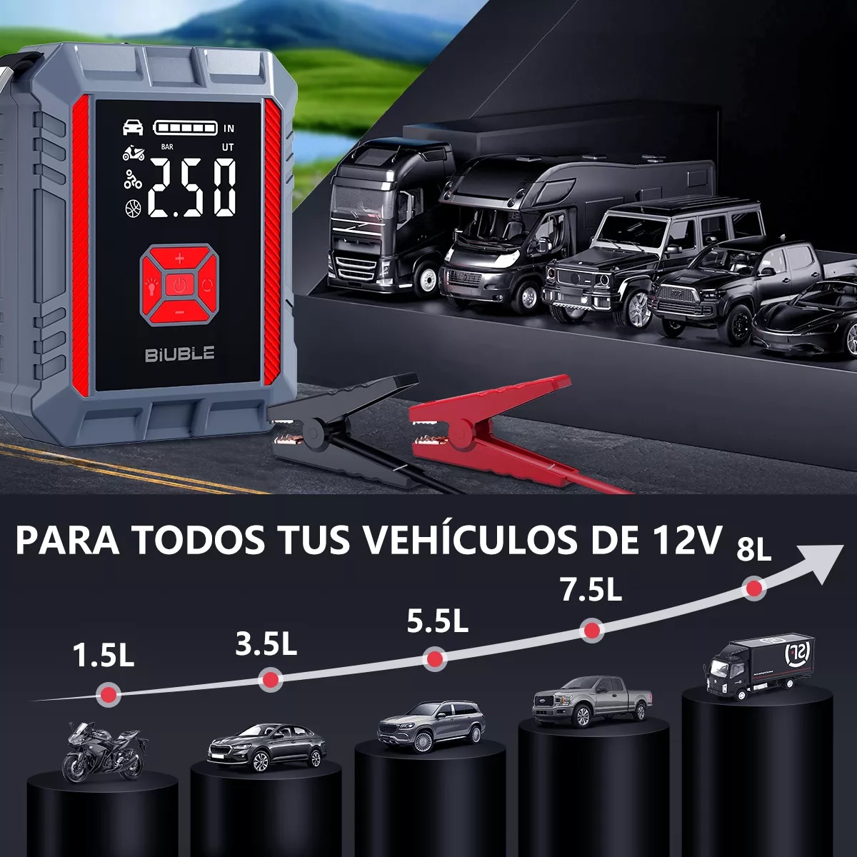 Arrancador De Batería De Coche 9000a Portátil Compresor X6
