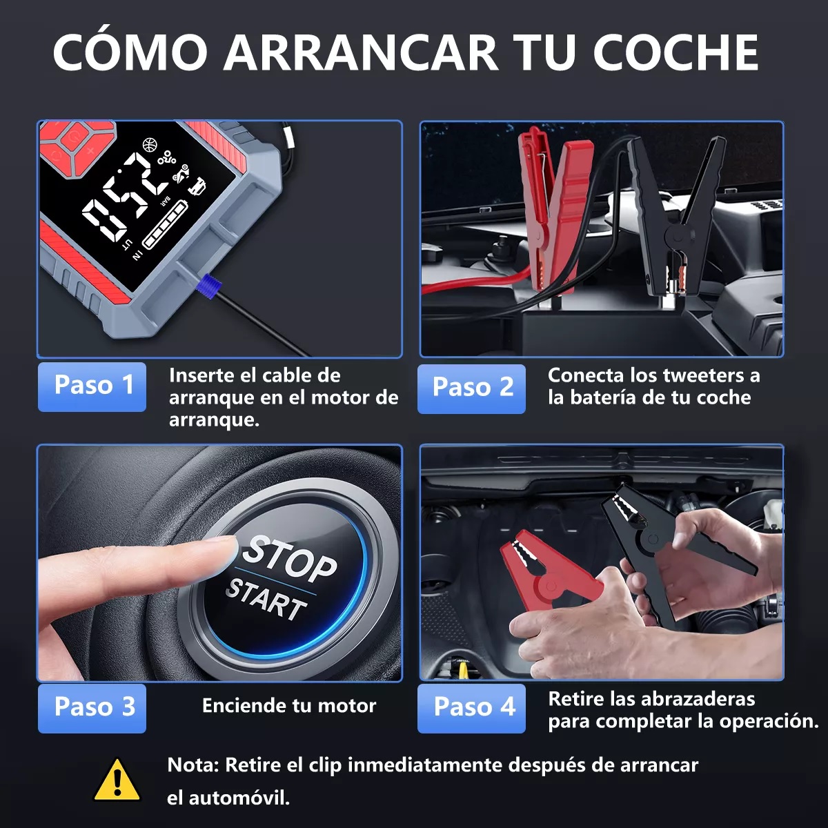 Arrancador De Batería De Coche 9000a Portátil Compresor X6
